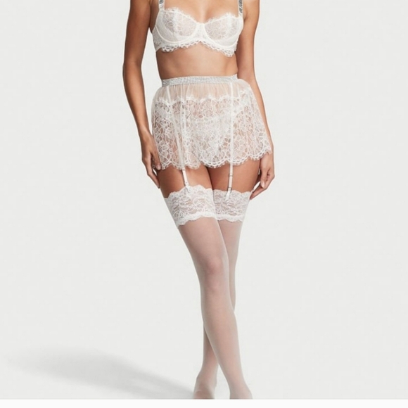 Victoria's secret very sexy shine strap lace skirt garter belt XSMALL SMALL - Picture 2 of 8